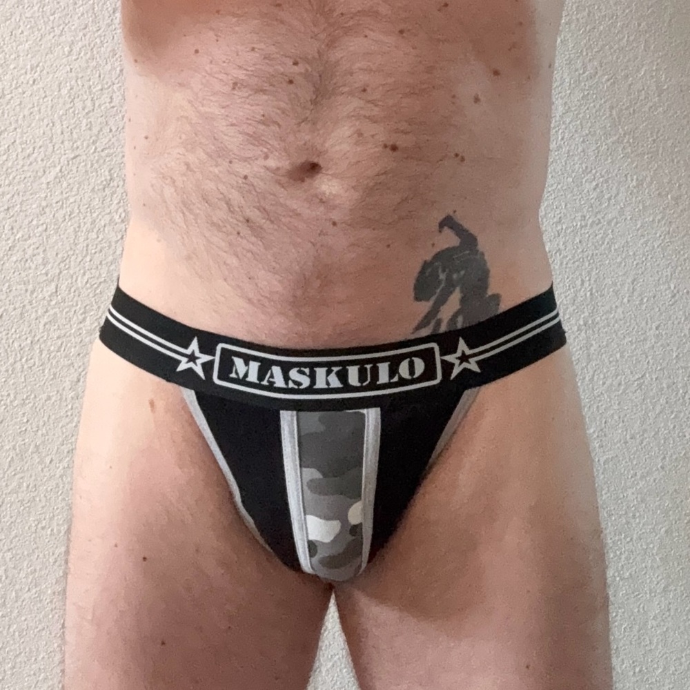 Maskulo Men's Camouflage Jockstrap, Black and Gray, L - Picture 4 of 4